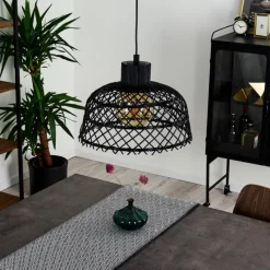 Style Boho-Chic-hofstein Suspension Muritinga Noir, 1 lumière