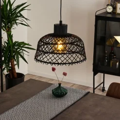 Style Boho-Chic-hofstein Suspension Muritinga Noir, 1 lumière