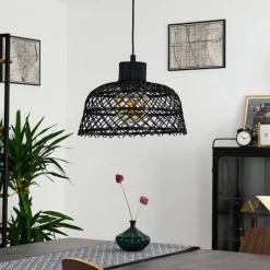 Style Boho-Chic-hofstein Suspension Muritinga Noir, 1 lumière