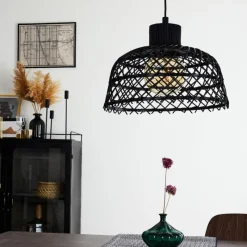 Style Boho-Chic-hofstein Suspension Muritinga Noir, 1 lumière