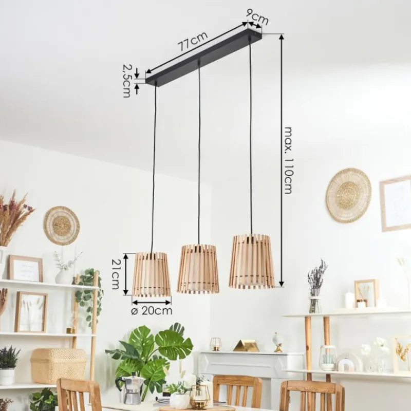 Lampes En Tissu-hofstein Suspension Napili Noir, 3 lumières