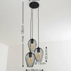 hofstein Suspension Negril Noir, 3 lumières