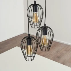 hofstein Suspension Negril Noir, 3 lumières