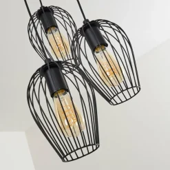 hofstein Suspension Negril Noir, 3 lumières