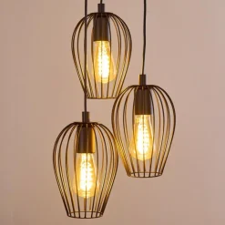 hofstein Suspension Negril Noir, 3 lumières