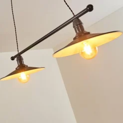 Luminaires Rustiques-hofstein Suspension Nibyn Beige, Brun foncé, 2 lumières