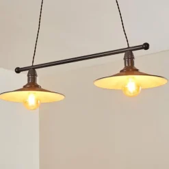 Luminaires Rustiques-hofstein Suspension Nibyn Beige, Brun foncé, 2 lumières