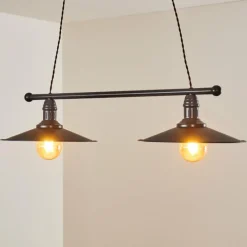 Luminaires Rustiques-hofstein Suspension Nibyn Beige, Brun foncé, 2 lumières