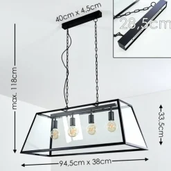 hofstein Suspension Nittorp Noir, 4 lumières