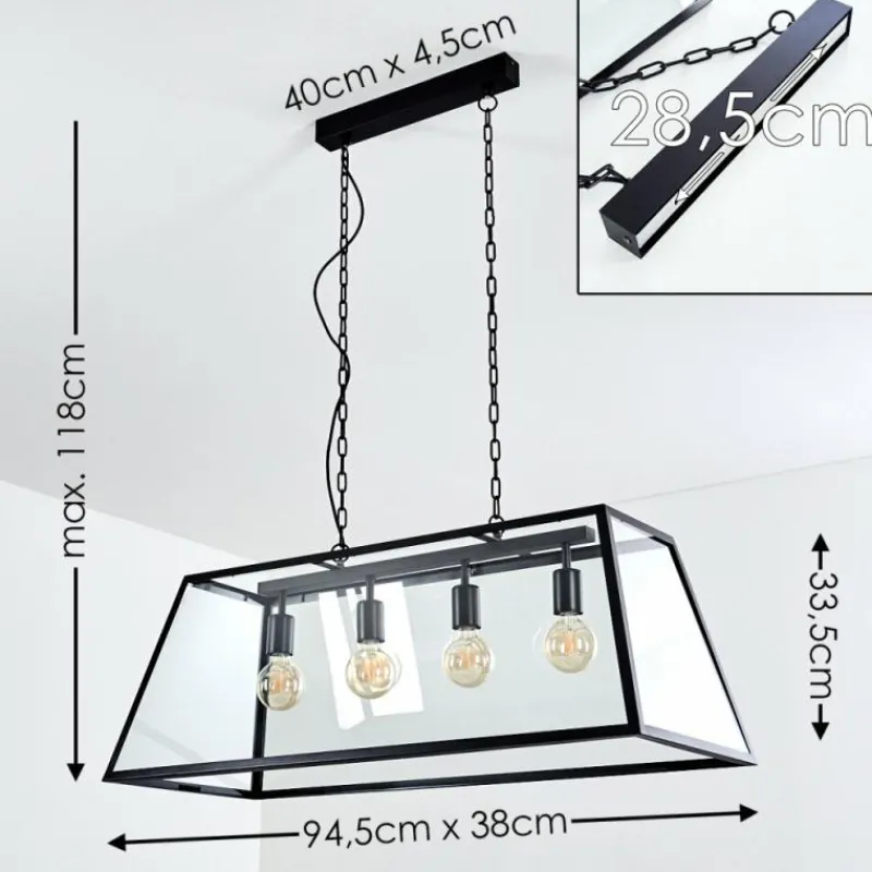 hofstein Suspension Nittorp Noir, 4 lumières