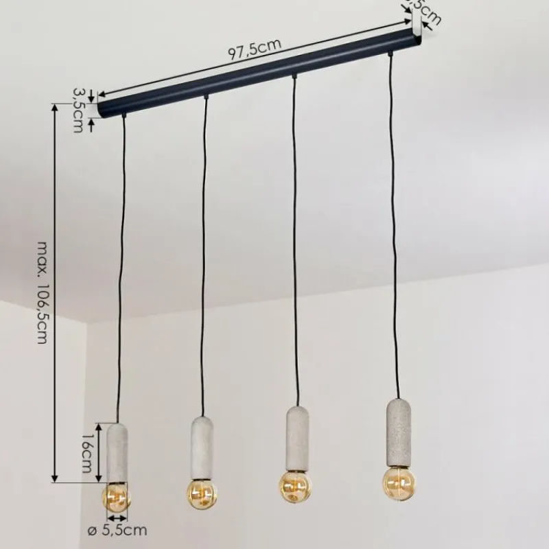 hofstein Suspension Nonume Noir, 4 lumières