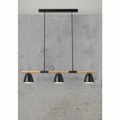 Lampes En Bois-Luminaires Nordlux Suspension Nordlux THEO Bois clair, Noir, 3 lumières