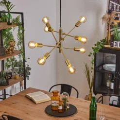Lampes Vintages & Rétros-hofstein Suspension Novilleros Laiton, 8 lumières