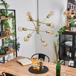 Lampes Vintages & Rétros-hofstein Suspension Novilleros Laiton, 8 lumières