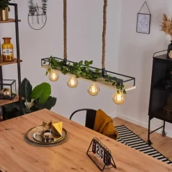 Style Boho-Chic-hofstein Suspension Nubani Écru, Noir, 4 lumières