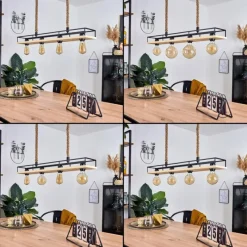 Style Boho-Chic-hofstein Suspension Nubani Écru, Noir, 4 lumières