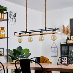 Style Boho-Chic-hofstein Suspension Nubani Écru, Noir, 4 lumières