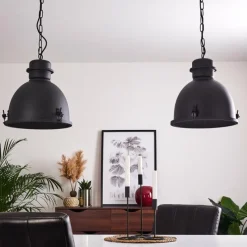 Lampes Industrielles-hofstein Suspension Ogho Noir, 2 lumières