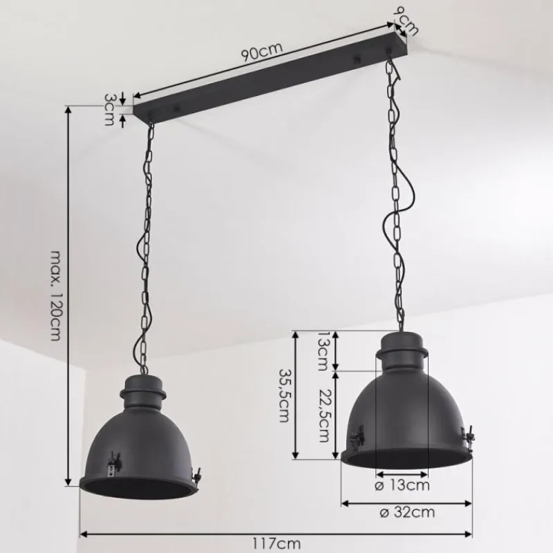 Lampes Industrielles-hofstein Suspension Ogho Noir, 2 lumières