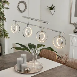 hofstein Suspension Ogoki LED Chrome, 4 lumières