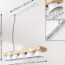 Lampes Vintages & Rétros-hofstein Suspension Oksbol Bois clair, Blanc, 5 lumières