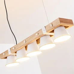 Lampes Vintages & Rétros-hofstein Suspension Oksbol Bois clair, Blanc, 5 lumières