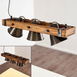 Luminaires Rustiques-hofstein Suspension Oksbol Bois foncé, Noir, 3 lumières