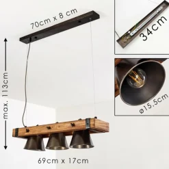 Luminaires Rustiques-hofstein Suspension Oksbol Bois foncé, Noir, 3 lumières