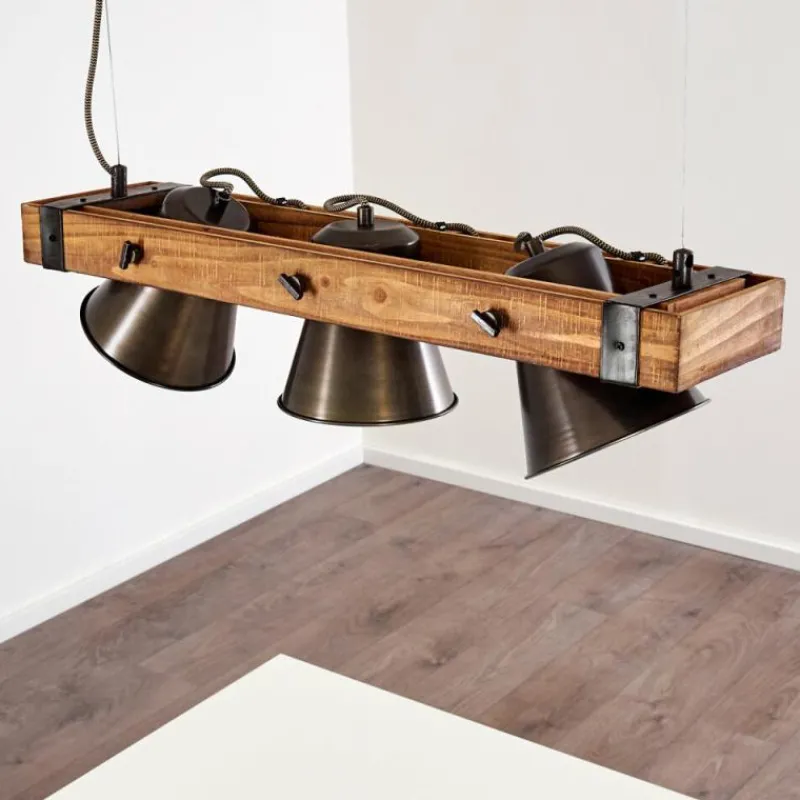 Luminaires Rustiques-hofstein Suspension Oksbol Bois foncé, Noir, 3 lumières