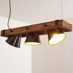 Luminaires Rustiques-hofstein Suspension Oksbol Bois foncé, Noir, 3 lumières