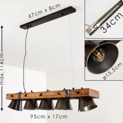 Luminaires Rustiques-hofstein Suspension Oksbol Bois foncé, Noir, 5 lumières