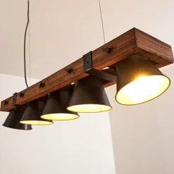 Luminaires Rustiques-hofstein Suspension Oksbol Bois foncé, Noir, 5 lumières