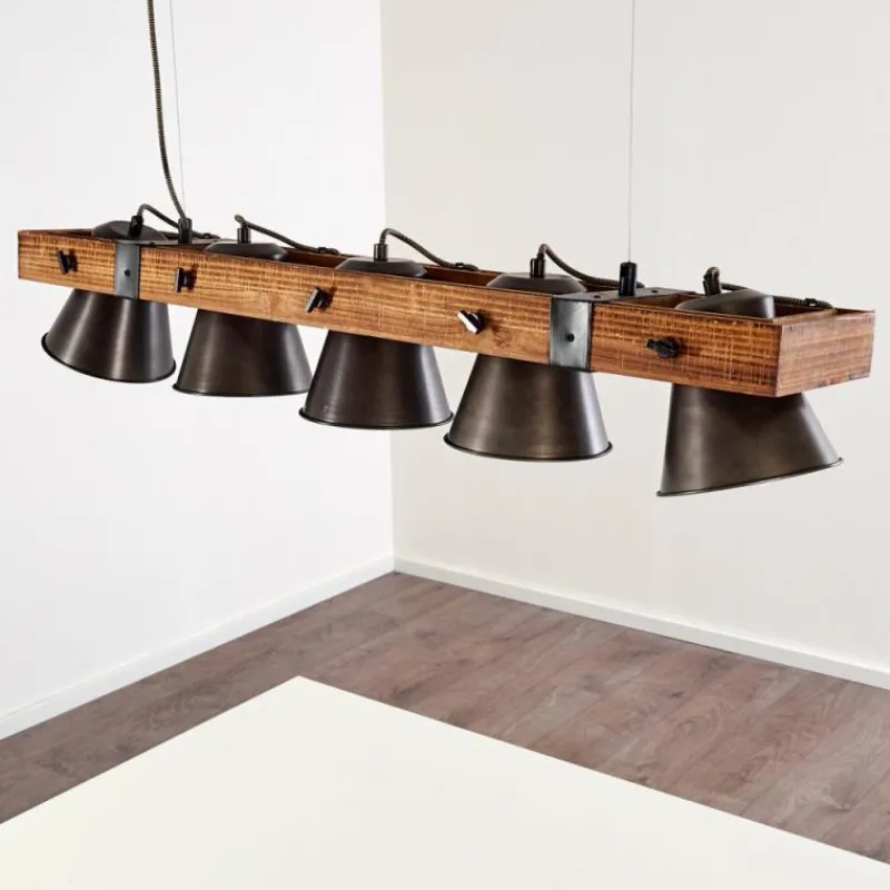 Luminaires Rustiques-hofstein Suspension Oksbol Bois foncé, Noir, 5 lumières