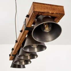 Luminaires Rustiques-hofstein Suspension Oksbol Bois foncé, Noir, 5 lumières