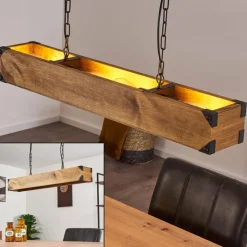 Lampes Vintages & Rétros-hofstein Suspension Olomouc Bois clair, Noir, 4 lumières