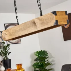 Lampes Vintages & Rétros-hofstein Suspension Olomouc Bois clair, Noir, 4 lumières