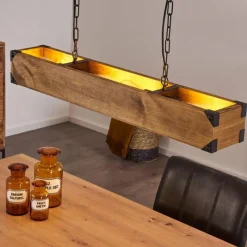 Lampes Vintages & Rétros-hofstein Suspension Olomouc Bois clair, Noir, 4 lumières