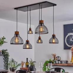 Lampes Vintages & Rétros-hofstein Suspension Omba Noir, 6 lumières