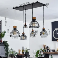 Lampes Vintages & Rétros-hofstein Suspension Omba Noir, 6 lumières