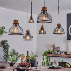 Lampes Vintages & Rétros-hofstein Suspension Omba Noir, 6 lumières