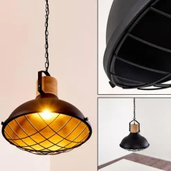 Lampes Industrielles-hofstein Suspension Onsala Bois foncé, Noir, 1 lumière