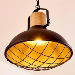 Lampes Industrielles-hofstein Suspension Onsala Bois foncé, Noir, 1 lumière
