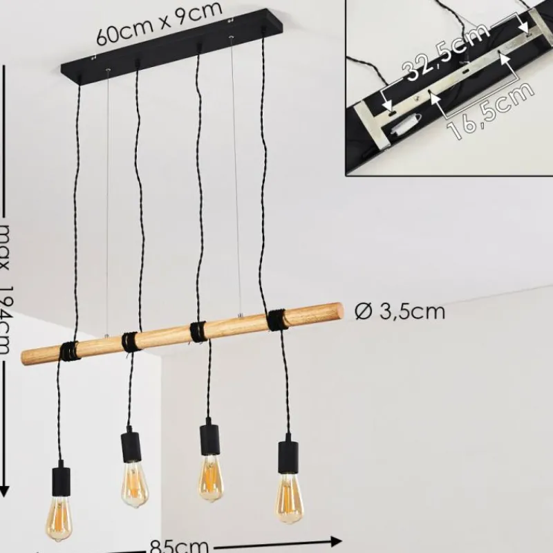 Luminaires Rustiques-hofstein Suspension Oostkapelle Noir, 4 lumières