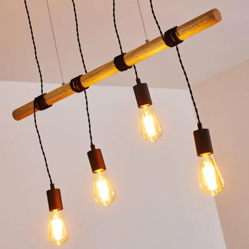 Luminaires Rustiques-hofstein Suspension Oostkapelle Noir, 4 lumières