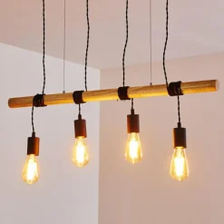 Luminaires Rustiques-hofstein Suspension Oostkapelle Noir, 4 lumières