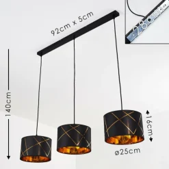 Lampes En Tissu-hofstein Suspension Opatija Noir, 3 lumières