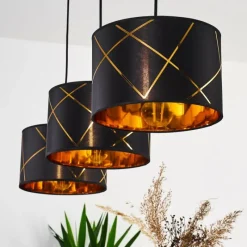 Lampes En Tissu-hofstein Suspension Opatija Noir, 3 lumières