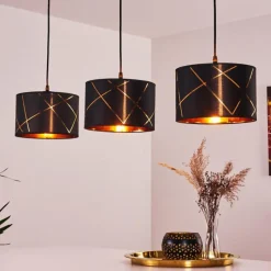 Lampes En Tissu-hofstein Suspension Opatija Noir, 3 lumières