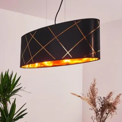Lampes En Tissu-hofstein Suspension Opatija Noir, 3 lumières