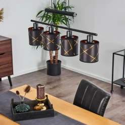 Lampes En Tissu-hofstein Suspension Opatija Noir, 4 lumières